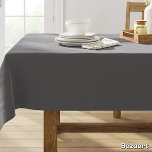 New Threshold Gray Tablecloth Rectangle 60"x104" Seats 8-10, Long Dining